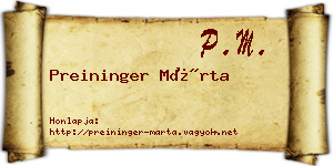 Preininger Márta névjegykártya